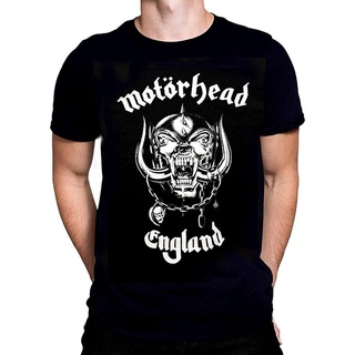 เสื้อยืดโอเวอร์ไซส์เสื้อยืดแขนสั้น ผ้าฝ้าย พิมพ์ลาย Motorhead England Merchandise Rocker Biker แฟชั่นสําหรับผู้ชายS-3XL