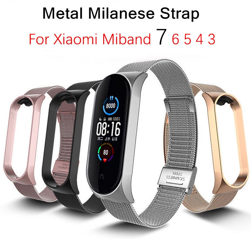 ภาพหน้าปกสินค้าMi Band 7 6 5 4 3 สายรัดข้อมือ โลหะ ไร้สกรู สเตนเลส สําหรับ Xiaomi Mi Band 4 สายรัดข้อมือ สร้อยข้อมือ