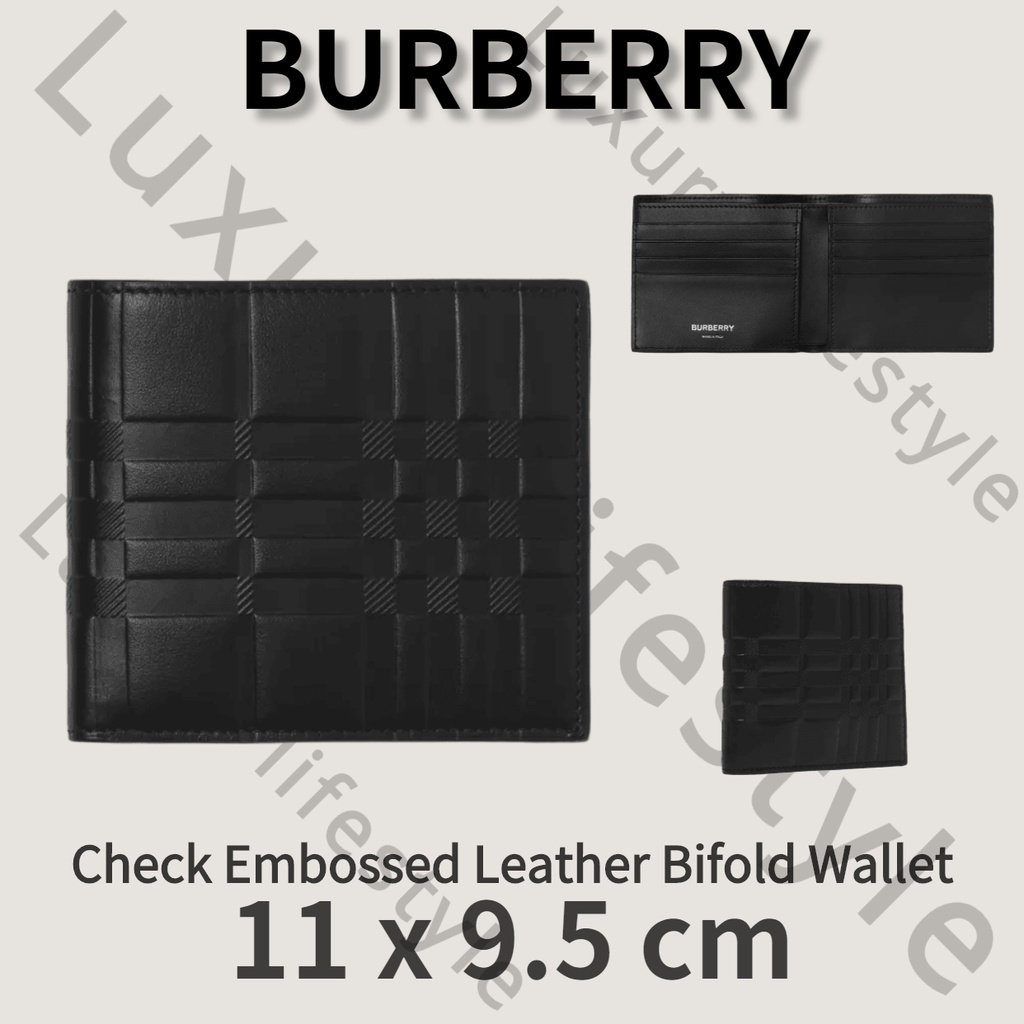 Burberry Check Embossed Leather Bifold Walletshipped From Italyour