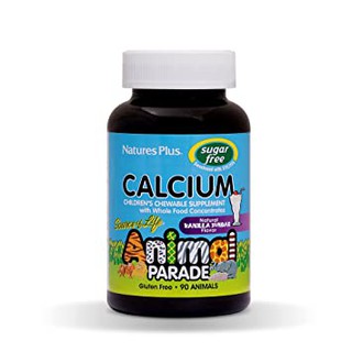 แคลเซียม รสวานิลลา เพิ่มความแข็งแรงของกระดูกและฟัน ช่วยเรื่องความสูง สูตรไม่มีน้ำตาล Natures Plus Animal Parade Calcium