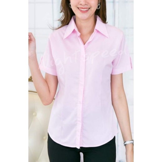 เสื้อเชิ้ตหญิง-แขนสั้น-6สี-ไซส์32-46