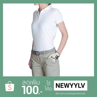 (แจกส่วนลด 100 บาท ใช้โค๊ด NEWYYLV) เสื้อกอล์ฟโปโลสำหรับผู้หญิงรุ่น 500(ขาว/น้ำเงิน/เทา)