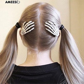 ♥☞ 1 คู่กระดูกกะโหลกกระดูกมือ Gripper ผีโครงกระดูกคลิปผม Hairclips