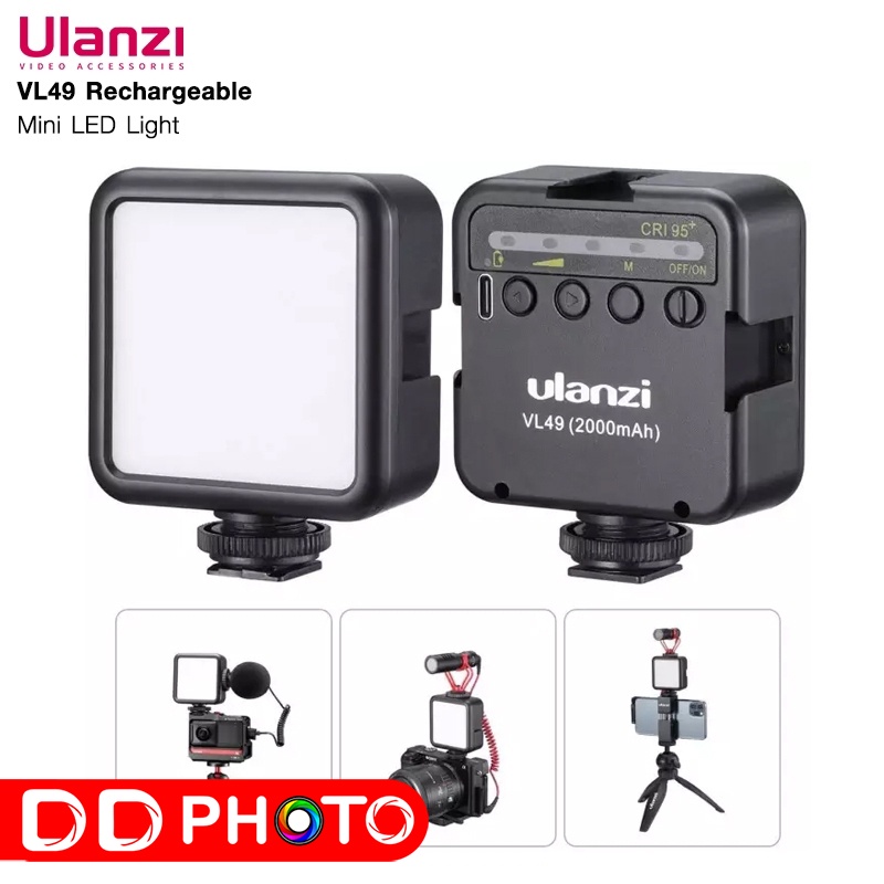 ULANZI VL49 สีดำ Mini LED Video Light ไฟ LED ขนาดพกพา มาพร้อมแบตเตอรี่ ...