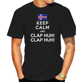 เสื้อยืด ผ้าฝ้าย พิมพ์ลายทีมชาติไอซ์แลนด์ Keep Calm Viking War Chant Huh คุณภาพสูง สําหรับผู้ชายสามารถปรับแต่งได้