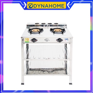 Dyna Home เตาชั้นคู่สแตนเลส 2ชั้น เตาแก๊ส หัวเตาเหล็กหล่อ รุ่น LK-222