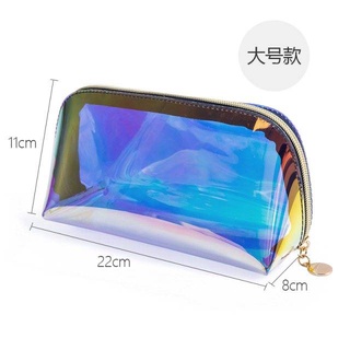 กระเป๋าแต่งหน้า。 Laser Transparent Makeup Bag Women ความจุขนาดใหญ่ความจุผลิตภัณฑ์ดูแลผิวแบบพกพาพกพาแพ็คกันน้ำออกจากน้ำ