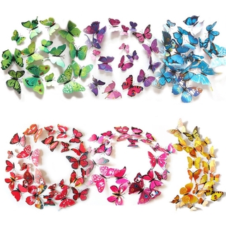 สติกเกอร์แม่เหล็ก PVC ลายผีเสื้อ 3D สําหรับตกแต่งผนังบ้าน DIY 12 ชิ้น