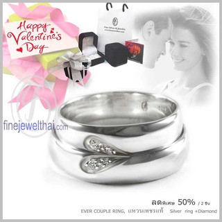 Finejewelthai-แหวนคู่ แหวนเงิน แหวนเพชร แหวนแต่งงาน แหวนหมั้น / couple Silver Diamond Ring-wedding-ring-Valentine Gift14