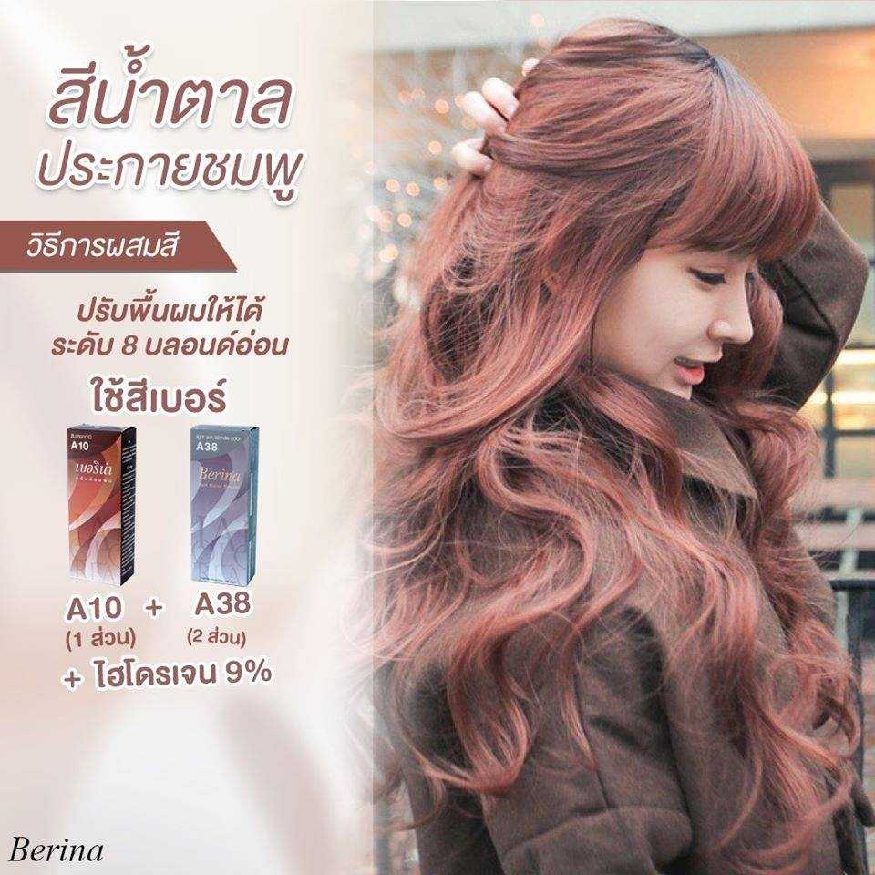 สีผมแฟชั่น-เซตสีผม-เบอริน่า-แฮร์-คัลเลอร์ครีม-สีมะฮอกกานี-berina-hair-color-cream-set-a10-a38-mahogany-color