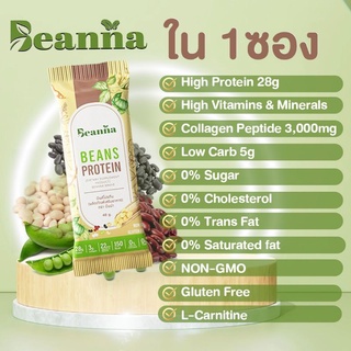 สินค้า BEANNA Beans Protein โปรตีนพืช ถั่ว5สี 1ซอง นน.40กรัม คุมหิว ลดไขมัน