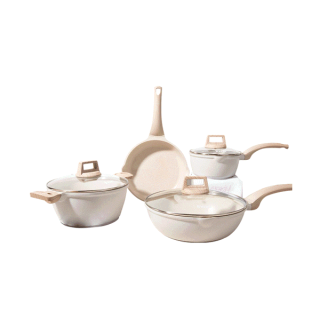INSSA ชุดกระทะ กระทะหม้อ 24CM กระทะ 28CM wok 24CM หม้อซุป 18CM หม้อนม 4PCS ZHG10-G13