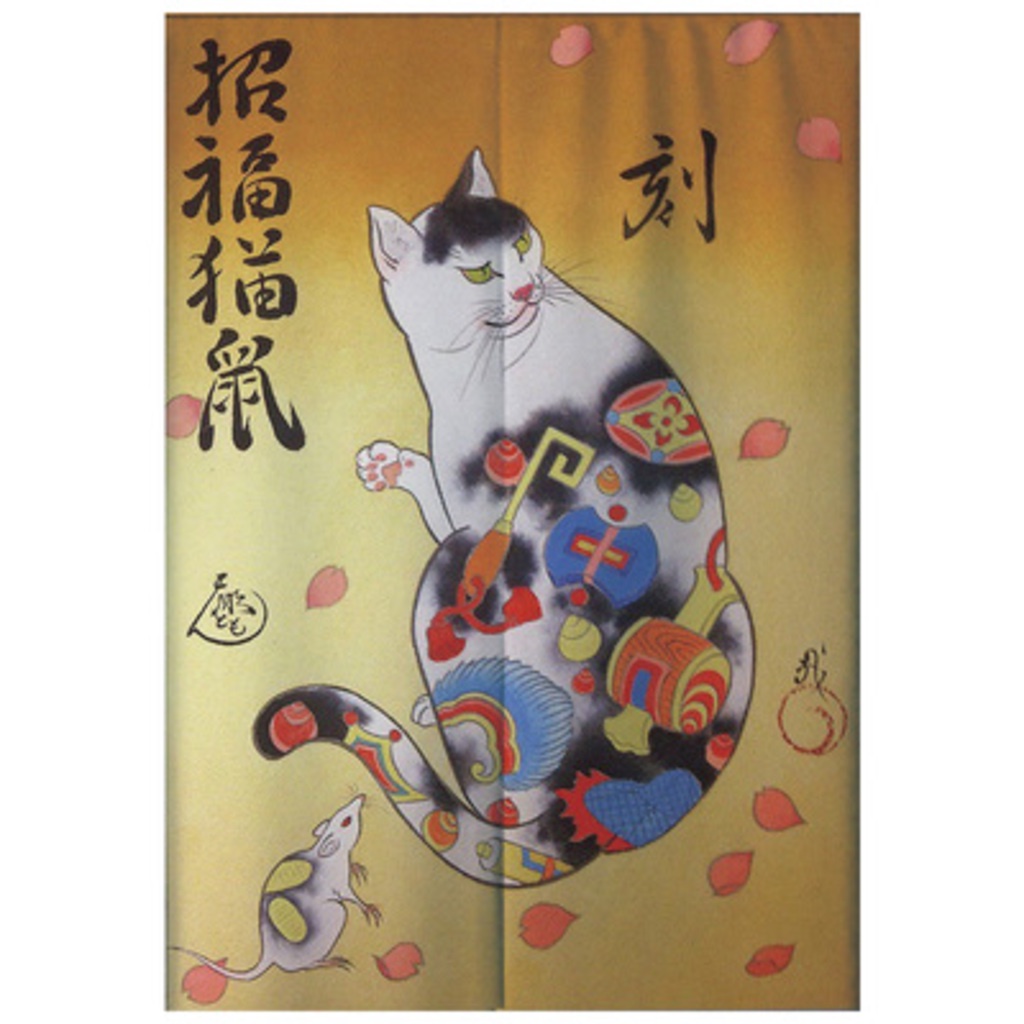 ผ้าม่านกั้นห้องโถง-ลายแมวซามูไร-สไตล์ญี่ปุ่นโบราณ-สําหรับห้องนอน-โรงแรม