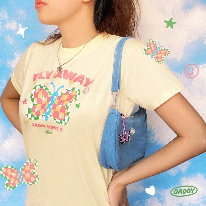 daddy-fly-away-from-here-t-shirt-เสื้อยืด-สกรีนลายผีเสื้อ-สีเหลือง