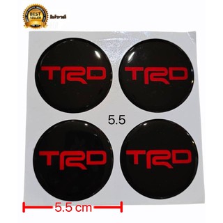 สติกเกอร์ติดดุมล้อ TRD 55 mm เรซิ่นเจล สติกเกอร์ฝาดุม 4 ชิ้น สีแดง ดำ สติ๊กเกอร์แต่งรถ สติ๊กเกอร์ **ราคาถูกที่สุด**