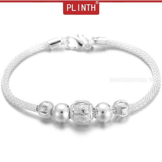 PLINTH สร้อยข้อมือเงินแท้ 925 คลาสสิกลูกปัดวิ่งลูกปัดวิ่งลูกปัด Spacer ลูกปัด1001