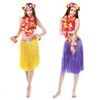สินค้า ชุดฮาวาย ชุดระบำฮาวาย กระโปรงฮาวาย กระโปรงฮูลาฮูล่า กระโปรงเชือกฟาง ฮาวาย Hawaii Hawaiian Dance Fancy Party Costume Prop