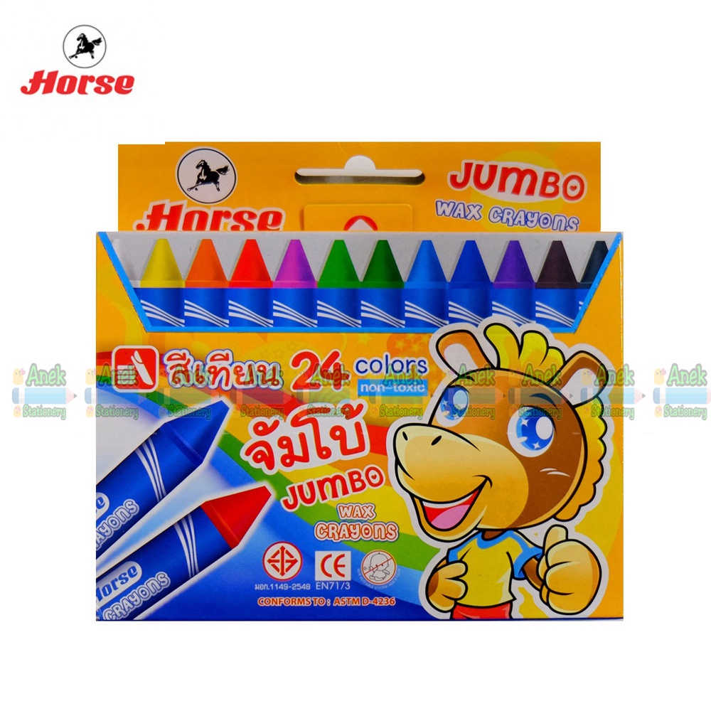 ภาพหน้าปกสินค้าสีเทียน 24 สี จัมโบ้ ตราม้า (จำนวน 1 กล่อง) จากร้าน anekstationery บน Shopee
