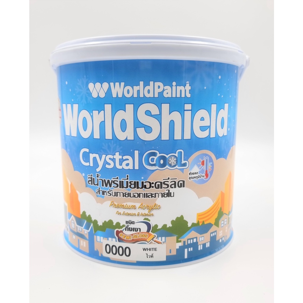 worldpaint-สีน้ำพรีเมี่ยมอะครีลิคเวิลด์ชิลด์-คริสตัลคูล-ชนิดกึ่งเงา-สีขาว-worldshield-crystal-cool-ขนาด-3-5-ลิตร