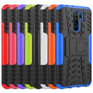 Xiaomi Redmi 9 Armor Case Xiomi Redmi9 Shockproof Cover Kickstand Hard PC Soft TPU Back Casing