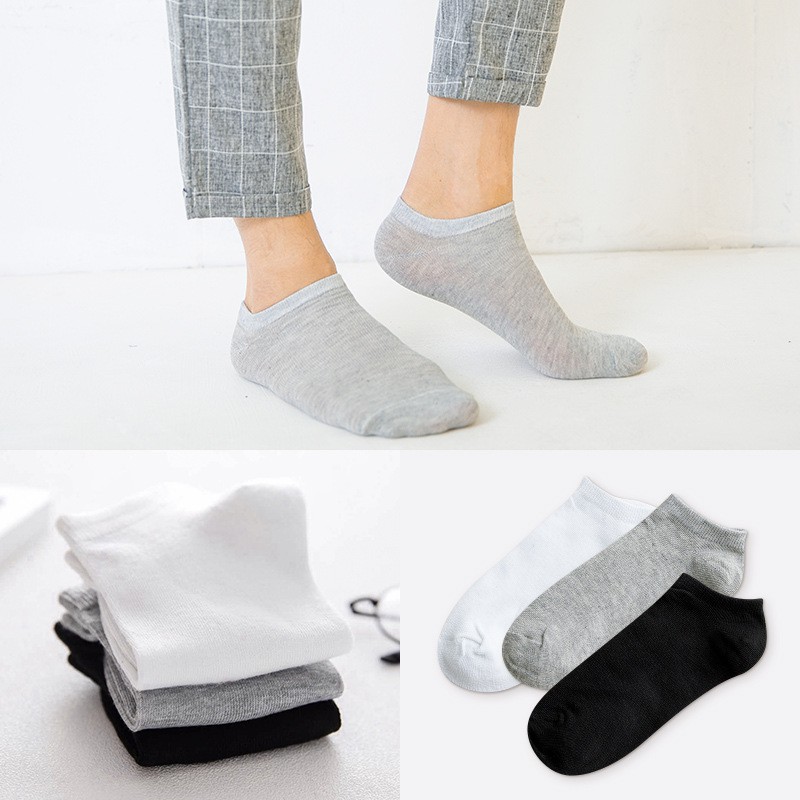 ภาพสินค้าถุงเท้า ข้อสั้น 1 คู่ Black / Grey / White Socks เนื้อผ้านุ่มสบาย ระบายอากาศ ไม่อับชื้น ไม่ส่งกลิ่นเหม็น 黑白灰 袜子 จากร้าน shenggaozhou2489 บน Shopee ภาพที่ 2