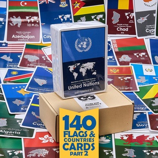 แฟลชการ์ด บัตรคำ การ์ดคำศัพท์ Flash Cards [ธงชาติ/ประเทศ ชุด 2 Flags &amp; Countries Part 2] 140 ใบ ของเล่นเสริมพัฒนาการ