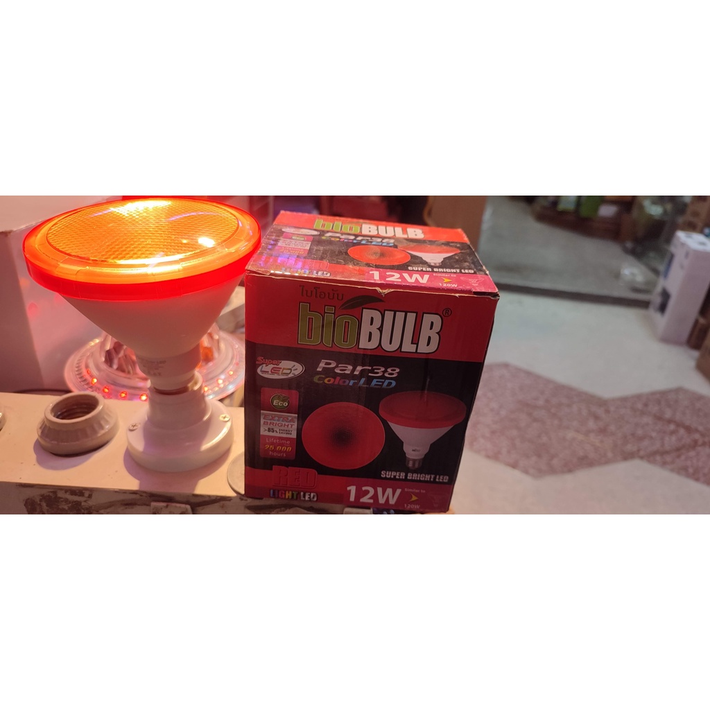 ไฟสนาม-ไฟเวที-กันน้ำ-biobulb-หลอด-par38-led-12wสีแดง-แสงพุ่ง-หลอดไฟสีแดง-e27-ขั้วเกลียว