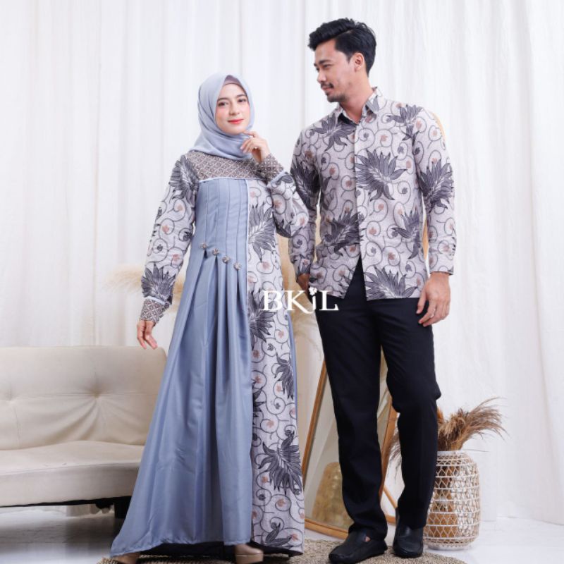 gamis-couple-ชุดคู่-สีเทาธรรมชาติ