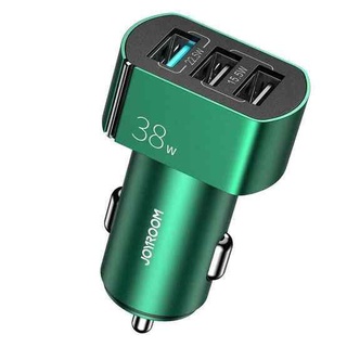 JOYROOM C-A19 38W 3 USB Ports Fast Charging Aluminum Alloy Car Charger (Green) รุ่น: C-A19 ชื่อ: 38W โลหะสมาร์ทชาร์จเร็ว