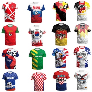 เสื้อยืดคอกลม แขนสั้น พิมพ์ลายฟุตบอล World Cup Games Fans Cheer ลําลอง สําหรับผู้ชาย