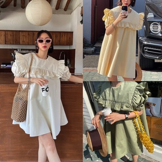 CHAWY พร้อมส่ง 🥙🥟🍪 Ruffle mini dress C3339 มินิเดรสสั้น มินิเดรสสั้นคอปก มินิเดรส เดรสสั้น เดรสสั้นราคาถูก