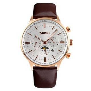 SKMEI Fashion Watches Men Business Quartz Wristwatches 30M Waterproof Casual Leather Brand Casual Watch Relogio Masculin