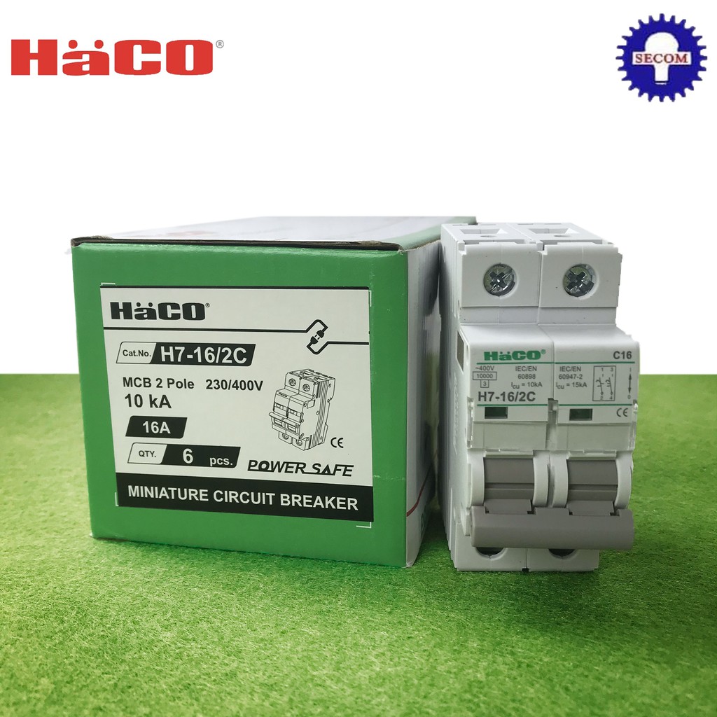 ลูกเซอร์กิต HACO MCB H7-16/2C 2P 16A 230/400V Miniature Circuit Breaker ...