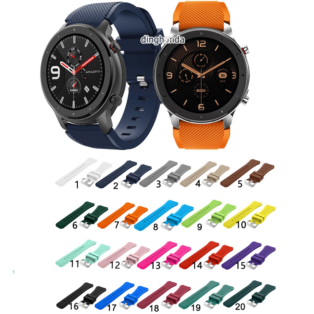 ภาพหน้าปกสินค้าสายนาฬิกาข้อมือ ซิลิโคน สีพื้น สำหรับ Huami Amazfit GTR 47 มม. GTR2 จากร้าน dinghanda.th บน Shopee