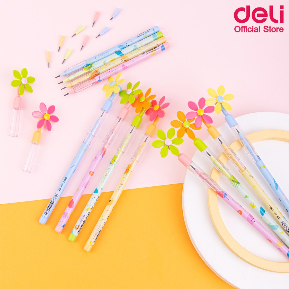 deli-cc091-non-sharpening-stackable-pencil-ดินสอต่อไส้-11-ไส้-2b-แพ็คกล่อง-24-แท่ง-ดินสอ-เครื่องเขียน-ดินสอสอดไส้