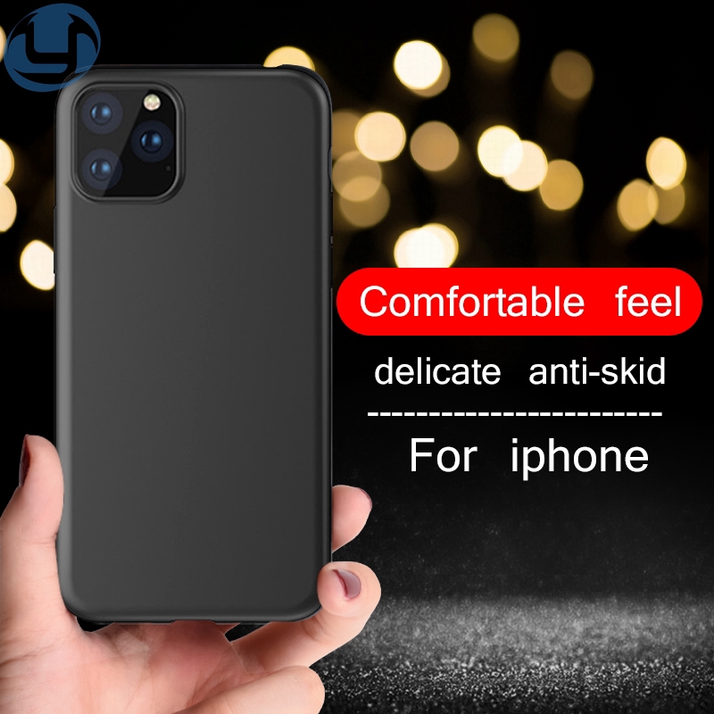 สีดำเคลือบเคส TPU อ่อน iPhone 6 6S 7 8 Plus X XR 11 Pro XS MAX Case ...