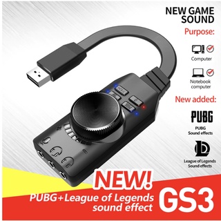 GS3 7.1 Channel Card Adapter Adapter Adapter USB Audio 3.5มม.ชุดหูฟังสเตอริโอสำหรับ PC โน๊ตบุ๊คเดสก์ท็อปเข้ากันได้กับ Wi