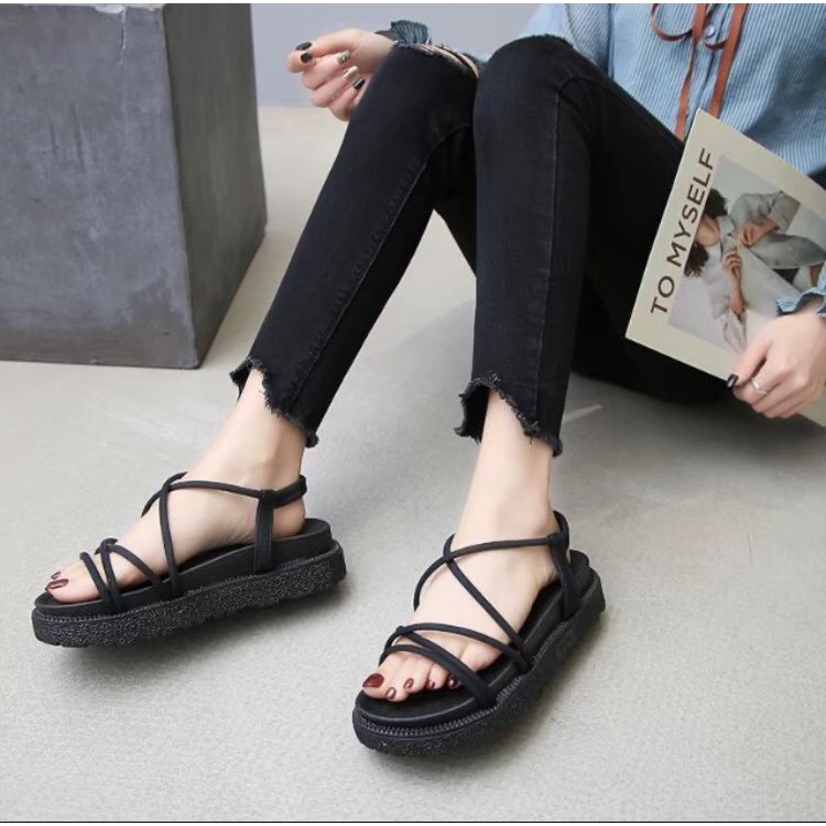 ภาพสินค้าA66 รองเท้าแตะรัดส้นสายไขว้ สไตล์เกาหลี จากร้าน ljlshop_ บน Shopee ภาพที่ 2