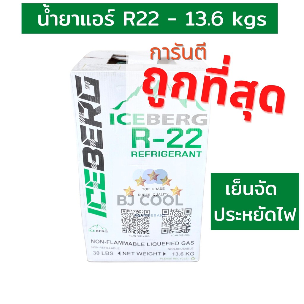 ราคาและรีวิวน้ำยาแอร์ R 22 ขนาดบรรจุ 13.6 KG ยี่ห้อ (ICEBERG)
