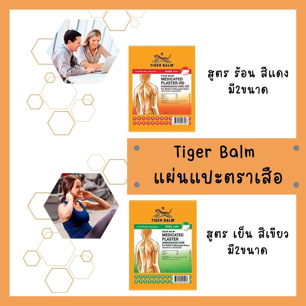 ภาพหน้าปกสินค้าพลาสเตอร์บรรเทาปวดตราเสือ แผ่นแปะตราเสือ ไทเกอร์ บาล์ม Tiger Balm medicate plaster ร้อน/เย็น