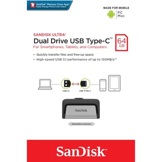 ภาพขนาดย่อของภาพหน้าปกสินค้าSanDisk Ultra Dual Drive USB Type-C 64GB (SDDDC2-064G-G46) จากร้าน sandisk_thailand_officialshop บน Shopee ภาพที่ 1