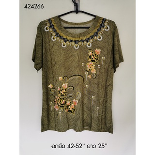 เสื้อยืดผู้หญิง ผ้ายืดเกาหลี อกคนใส่ประมาณ 42-46 นิ้ว ราคา 100 บาท