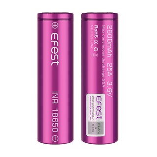 (2ก้อน)ถ่านชาร์จEfest INR 18650 2600mAh 25A 3.6V ถ่านชาร์จคุณภาพสูง รับประกัน 3 ปีจากผู้ผลิต