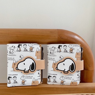 กระเป๋าสตางค์ หนัง pu ใบสั้น แต่งซิป ลายการ์ตูน Snoopy น่ารัก