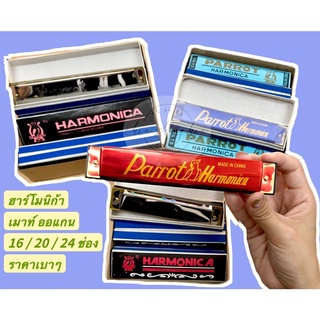 ฮาร์โมนิก้า เม้าออแกน คีย์ C 16,20,24 ช่อง ตรา Parrot Harmonica 20 Holes-C