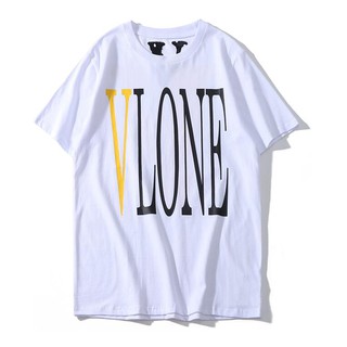 เสื้อยืดแขนสั้นพิมพ์ลาย Vlone แฟชั่น Unisex