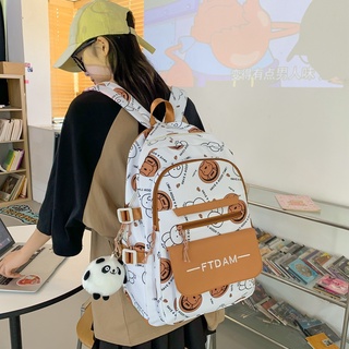【พร้อมส่ง】กระเป๋านักเรียน กระเป๋าเป้สะพายหลัง ความจุขนาดใหญ่ ลายกราฟฟิติ สไตล์เกาหลี สําหรับผู้หญิง 2022
