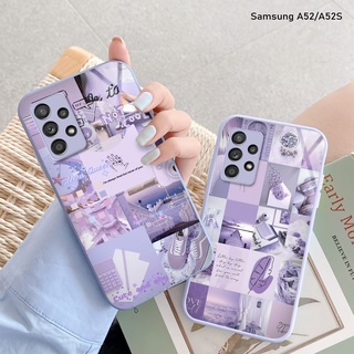 G679 เคสโทรศัพท์มือถือ กระจกนิ่ม ลายดอกไลแลค ประดับชิมเมอร์ พร้อมสายคล้อง สําหรับ A52 A52S 5G A32 4G A32 5G A13 4G A33 5G A53 5G A31 A23 A22 4G A12 M12 A02 A02S A03S A03 A03 Core A51 A21S A73 5G A72