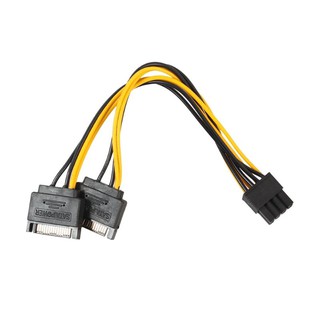 1PCSใหม่Dual SATA 15pin To 8pin(6 + 2) การ์ดอุปกรณ์อะแดปเตอร์สาย20ซม.PCI-EสายไฟSATA 15-Pin To 8 Pin