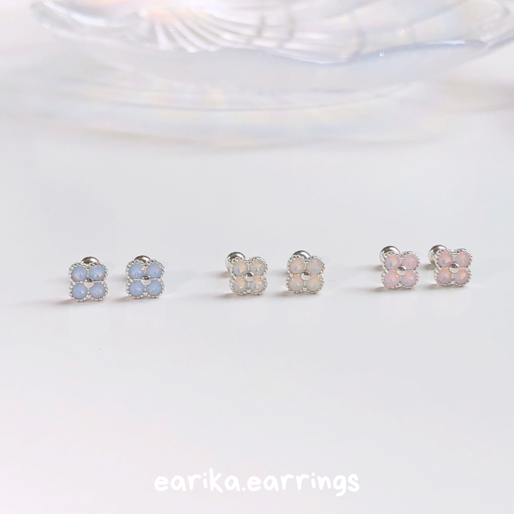 earika-earrings-opal-clover-piercing-จิวหูเงินแท้จี้ดอกโคลเวอร์โอปอล-ราคาต่อชิ้น-มีให้เลือก-3-สี-เหมาะสำหรับคนแพ้ง